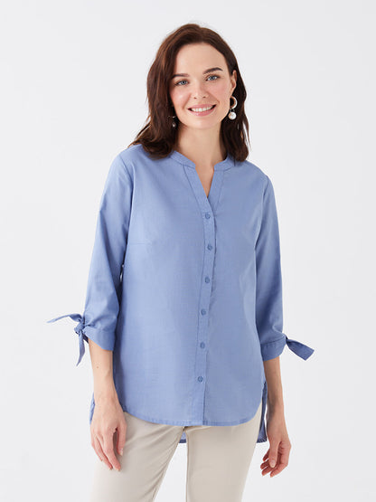 Loose Collar Plain Poplin Women's Shirt