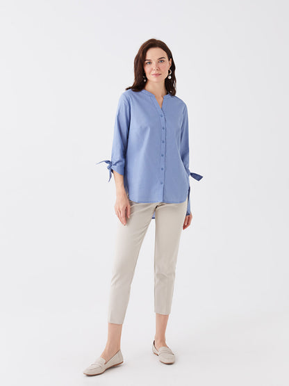 Loose Collar Plain Poplin Women's Shirt