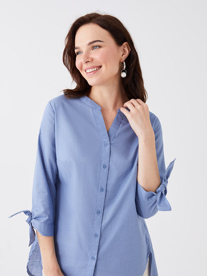 Loose Collar Plain Poplin Women's Shirt