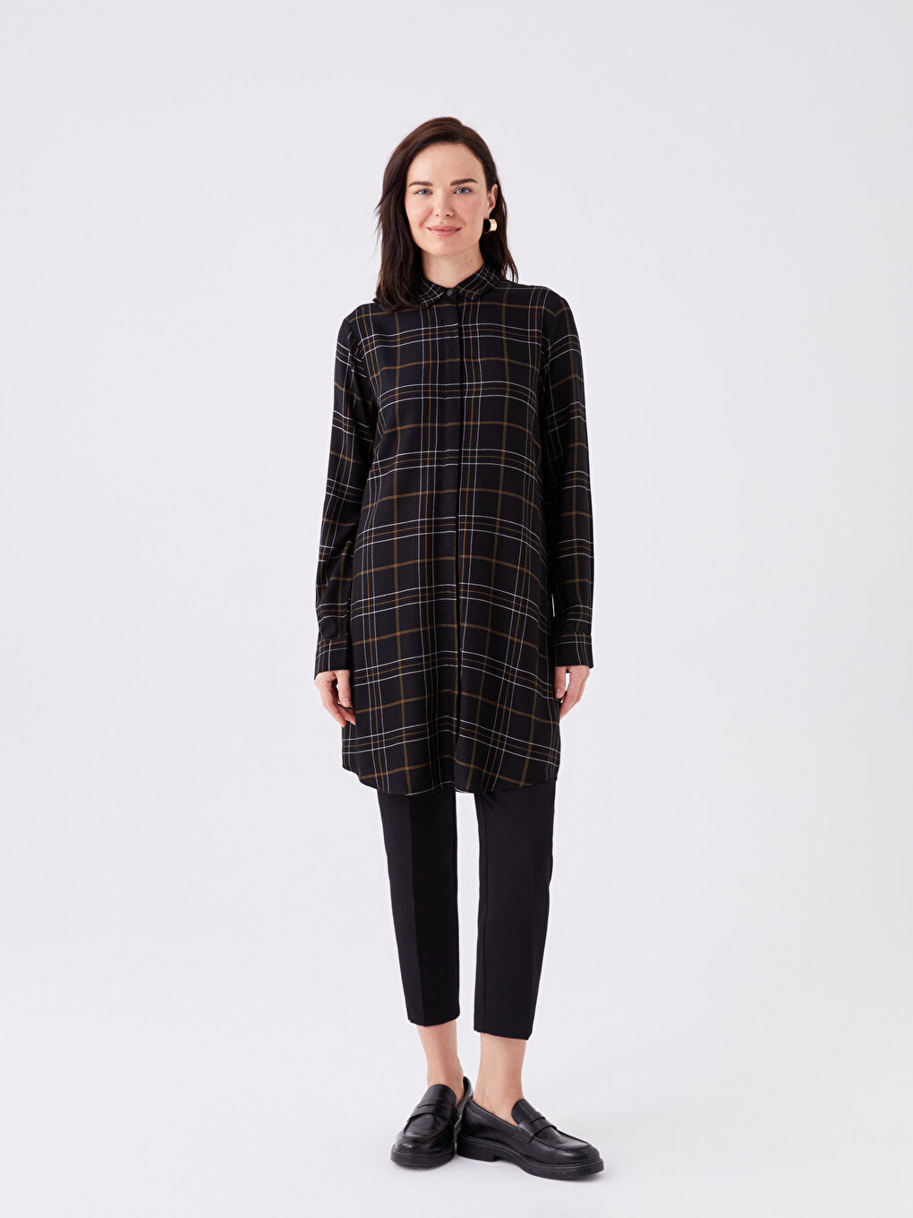 Plaid Long Sleeve Women's Shirt Tunic