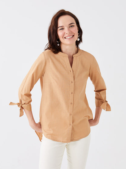 Loose Collar Plain Poplin Women's Shirt