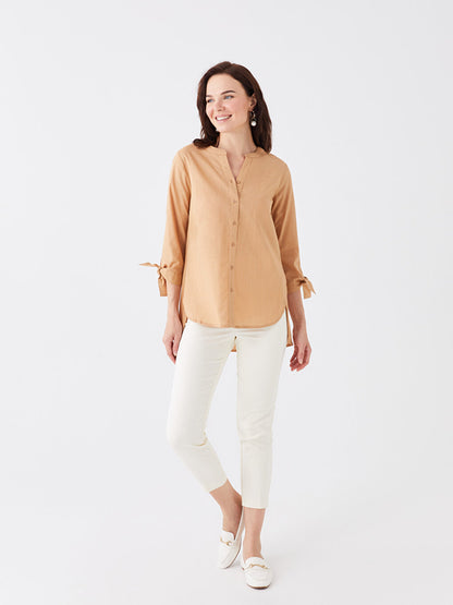 Loose Collar Plain Poplin Women's Shirt