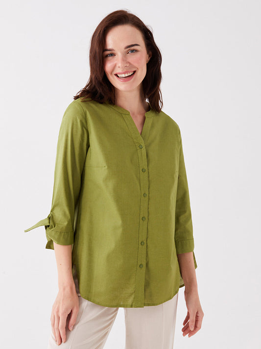 Loose Collar Plain Poplin Women's Shirt