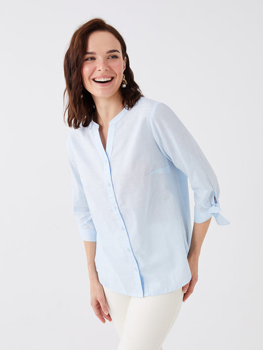 Loose Collar Plain Poplin Women's Shirt