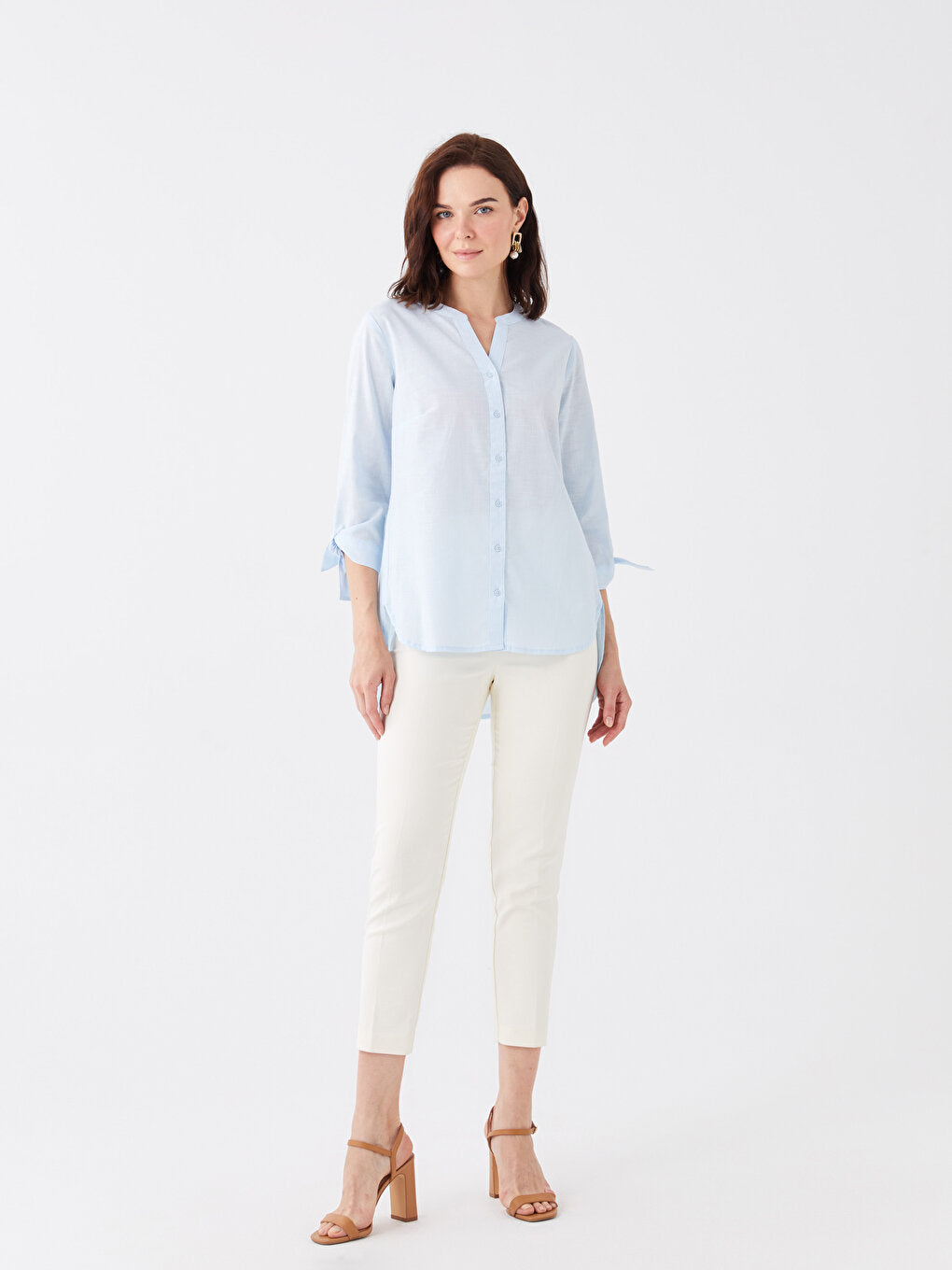 Loose Collar Plain Poplin Women's Shirt