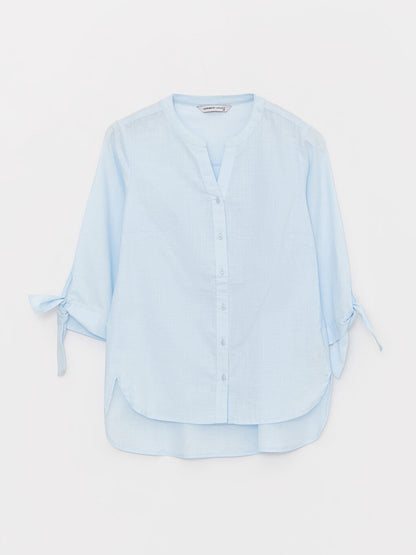 Loose Collar Plain Poplin Women's Shirt