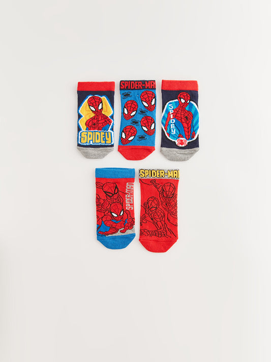 Spiderman Patterned Boy Booties Socks 5-pack