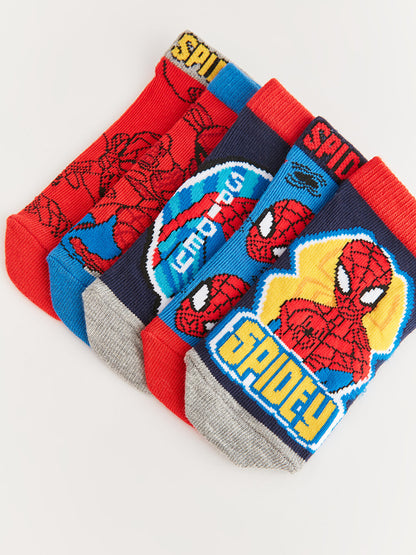 Spiderman Patterned Boy Booties Socks 5-pack