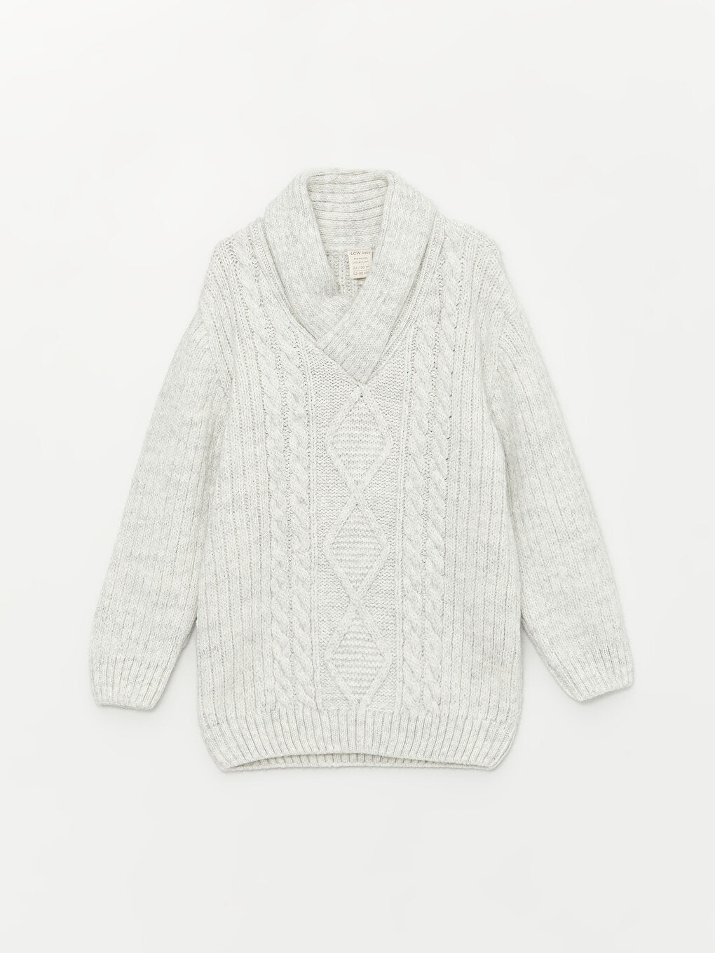 Shawl Collar Braided Self-Patterned Baby Boy Knitwear Sweater