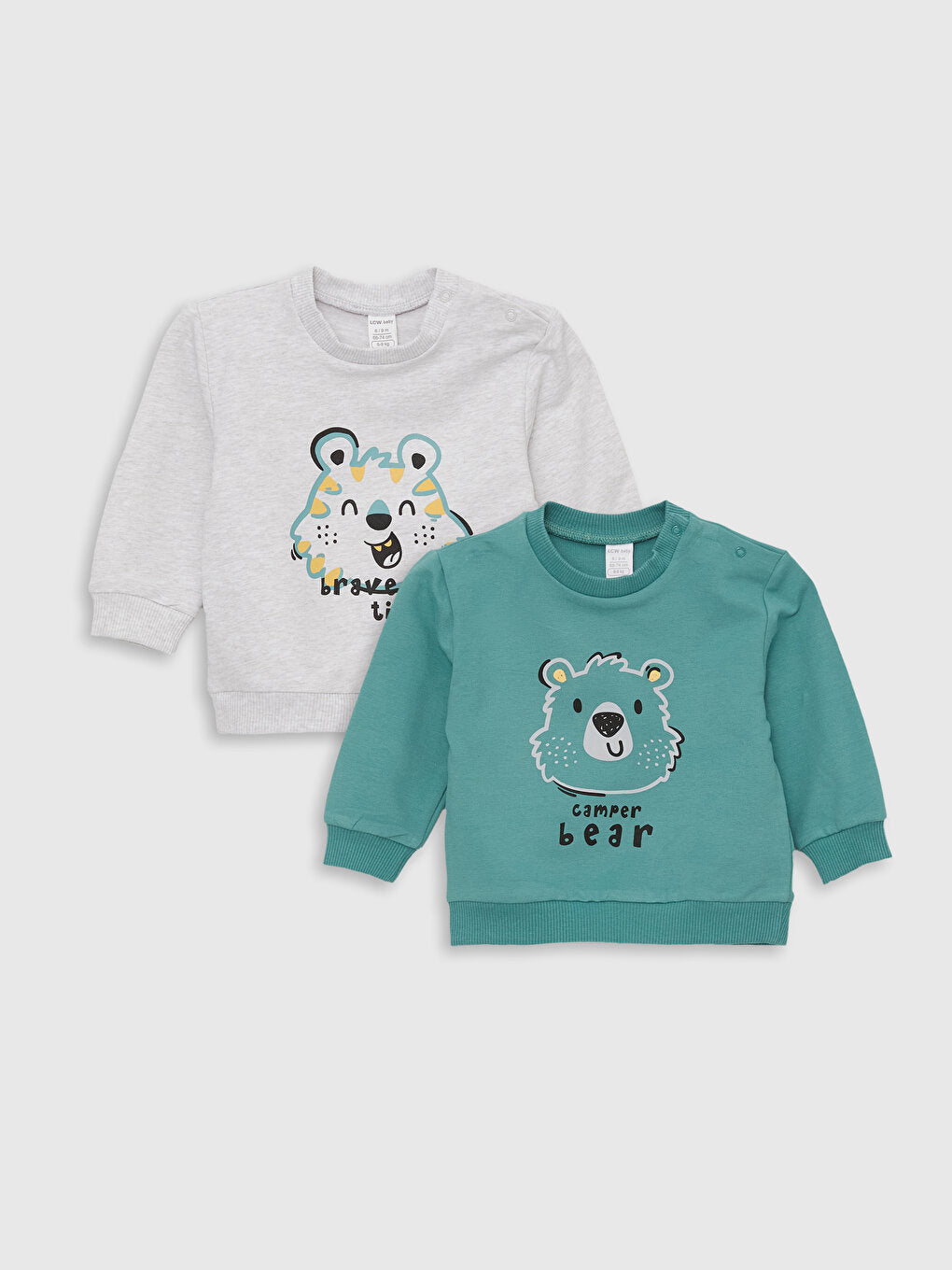 Crew Neck Long Sleeve Printed Baby Boy Sweatshirt Pack of 2