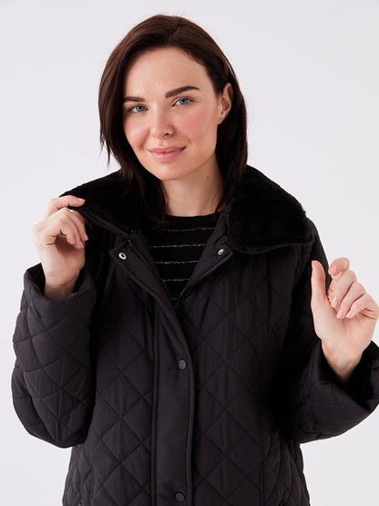 Shirt Collar Quilted Women's Puffer Coat