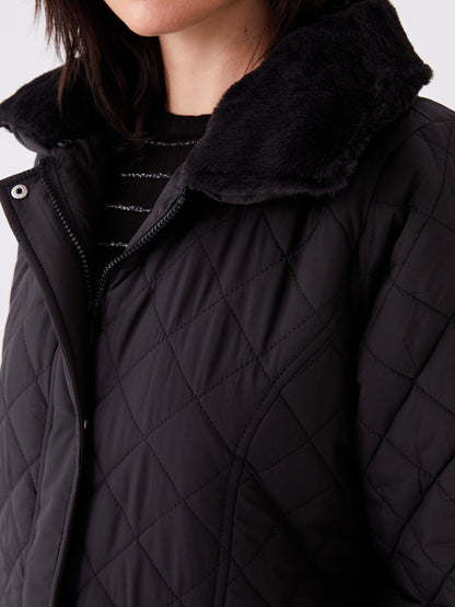 Shirt Collar Quilted Women's Puffer Coat