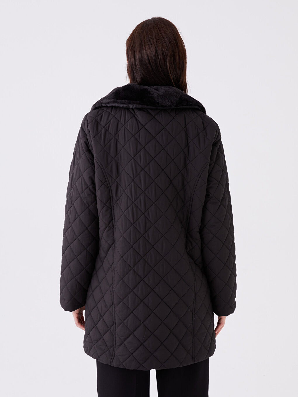 Shirt Collar Quilted Women's Puffer Coat