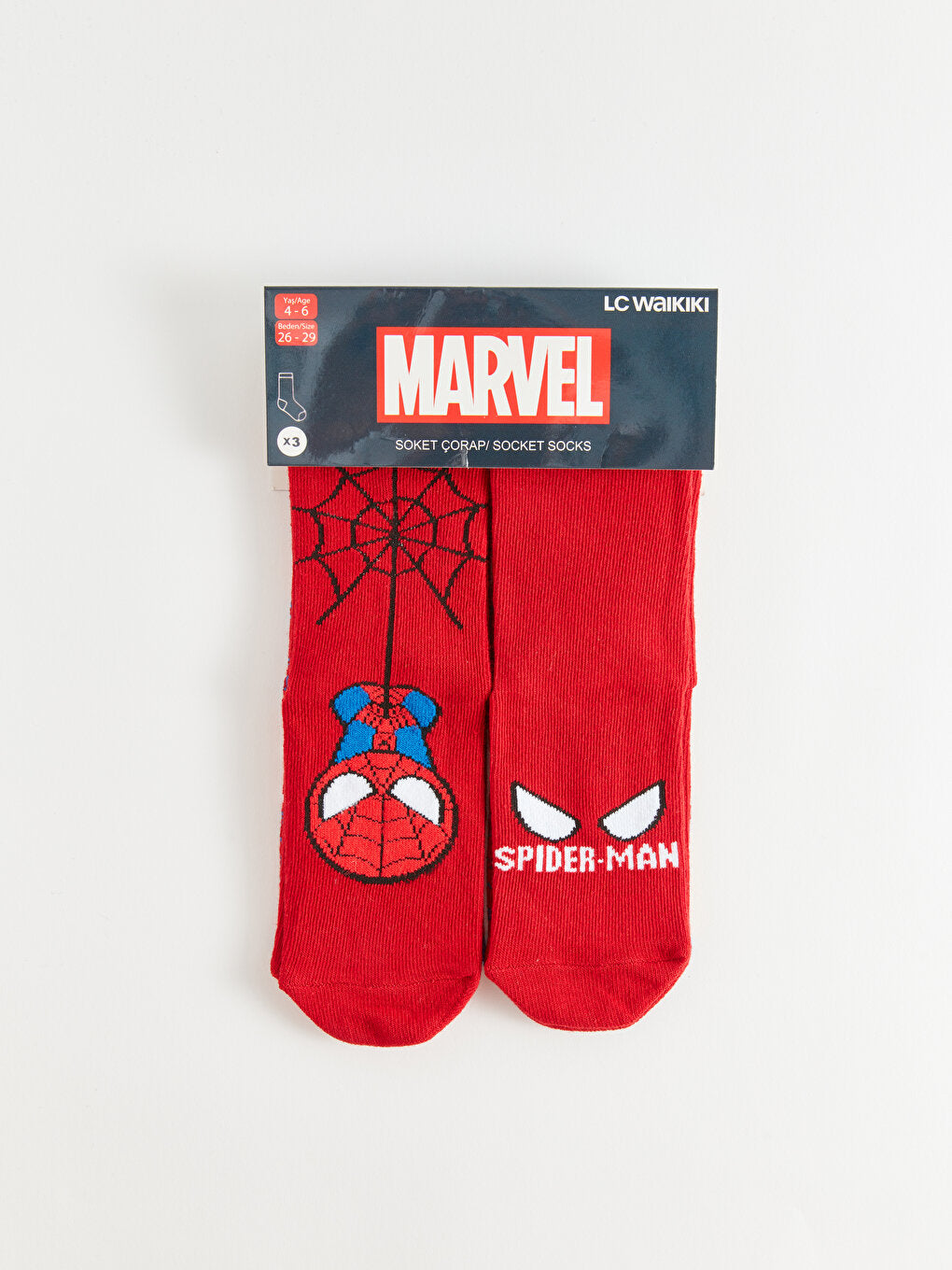 Spiderman Patterned Boy Socks 3-pack