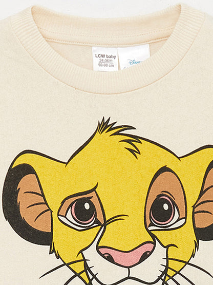 Crew Neck Long Sleeve Lion King Printed Baby Boy Sweatshirt and Trousers 2-Piece Set