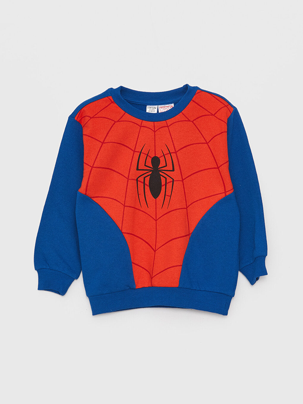 Crew Neck Long Sleeve Spiderman Printed Baby Boy Sweatshirt and Trousers 2-Piece Set