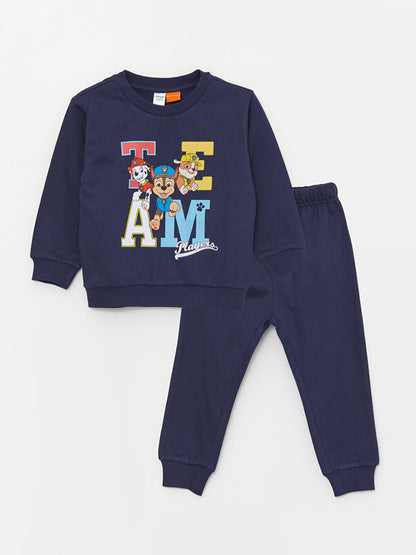 Crew Neck Long Sleeve Paw Patrol Printed Baby Boy Sweatshirt and Jogger Tracksuit Bottom 2-Piece Set