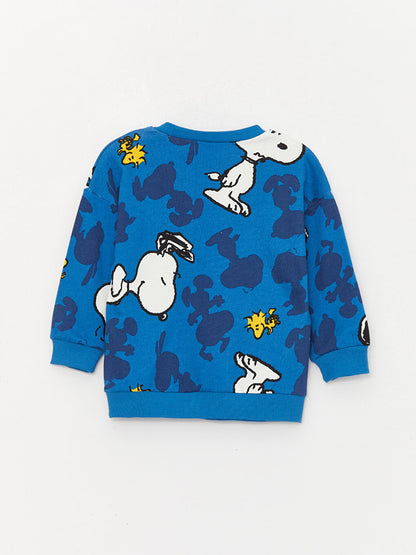 Crew Neck Long Sleeve Snoopy Printed Baby Boy Sweatshirt and Tracksuit Bottom 2-Piece Set