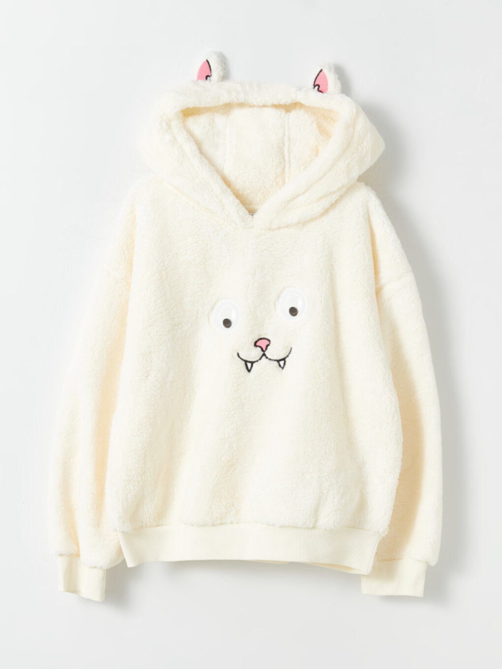 Embroidered Long Sleeve Plush Girl's Hoodie