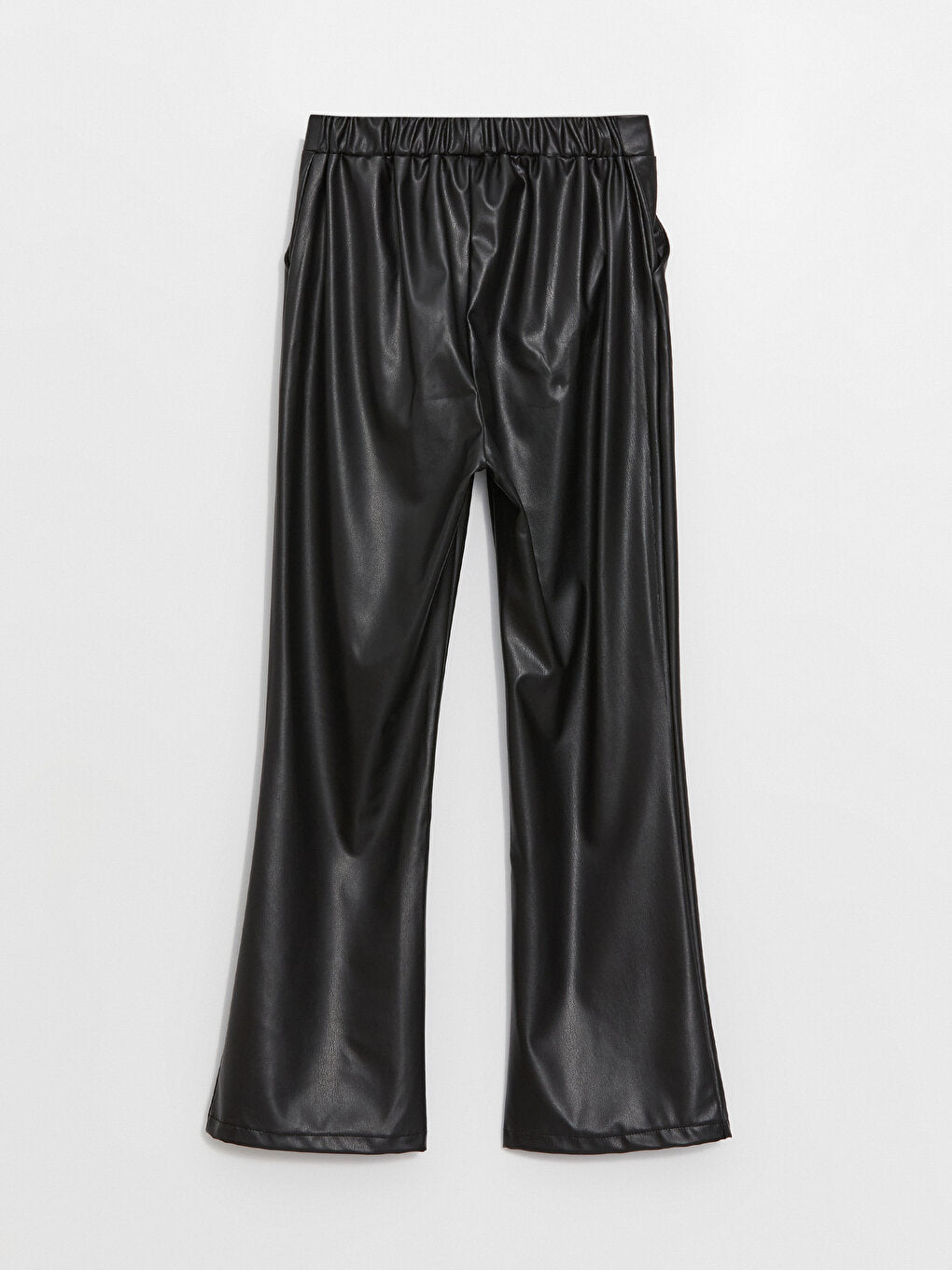 Leather Look Girls' Trousers with Elastic Waist