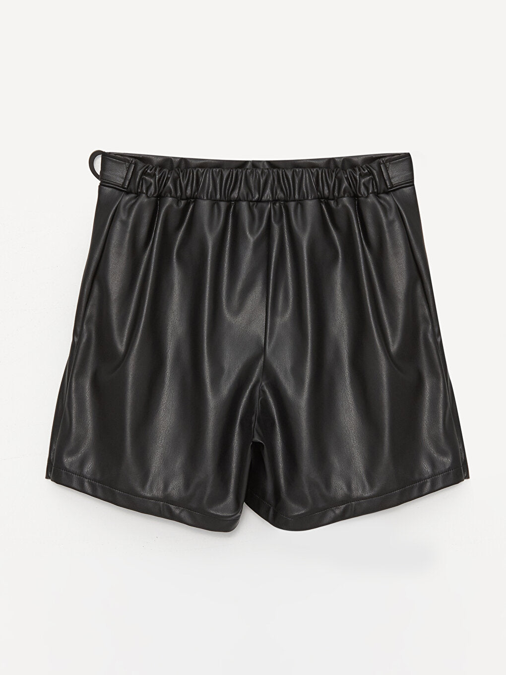 Leather Look Girl's Shorts Skirt with Elastic Waist