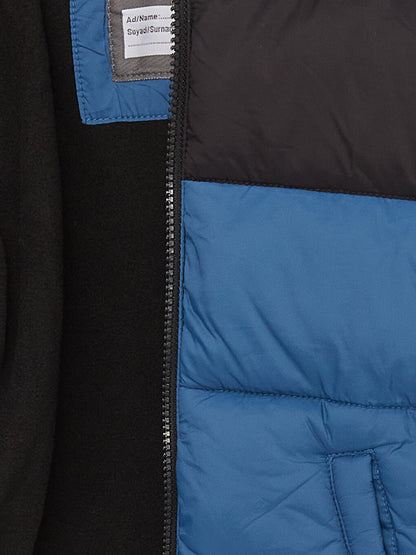 Hooded Color Block Boys Puffer Coat