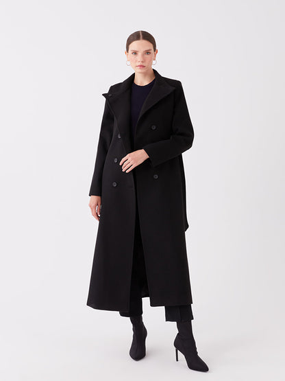 Women's High Collar Plain Cuff Coat