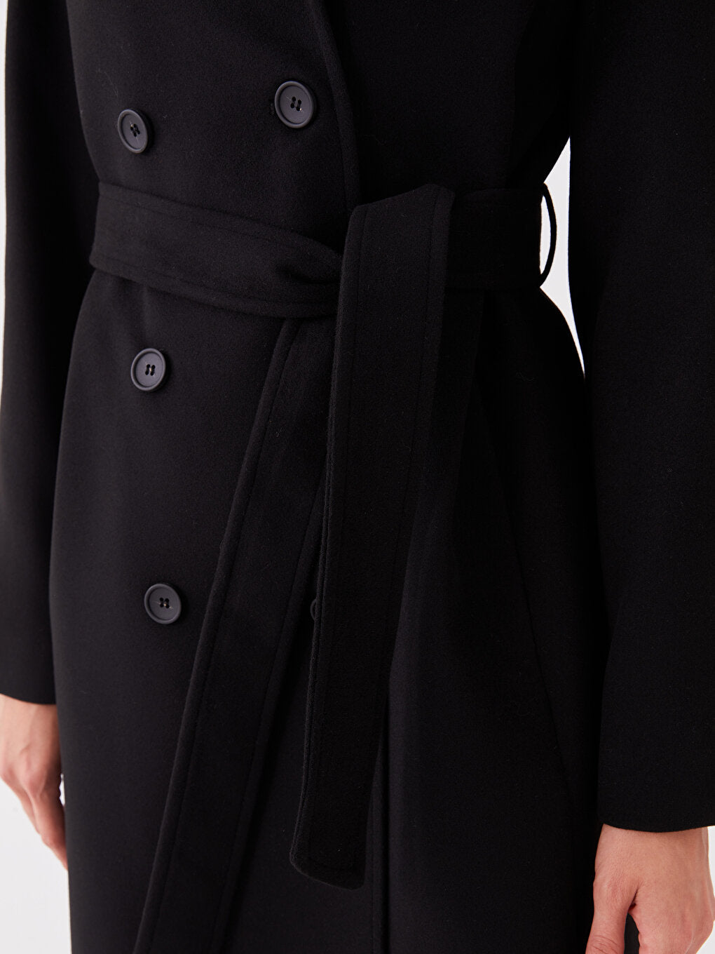 Women's High Collar Plain Cuff Coat