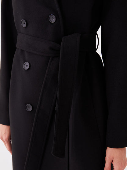 Women's High Collar Plain Cuff Coat