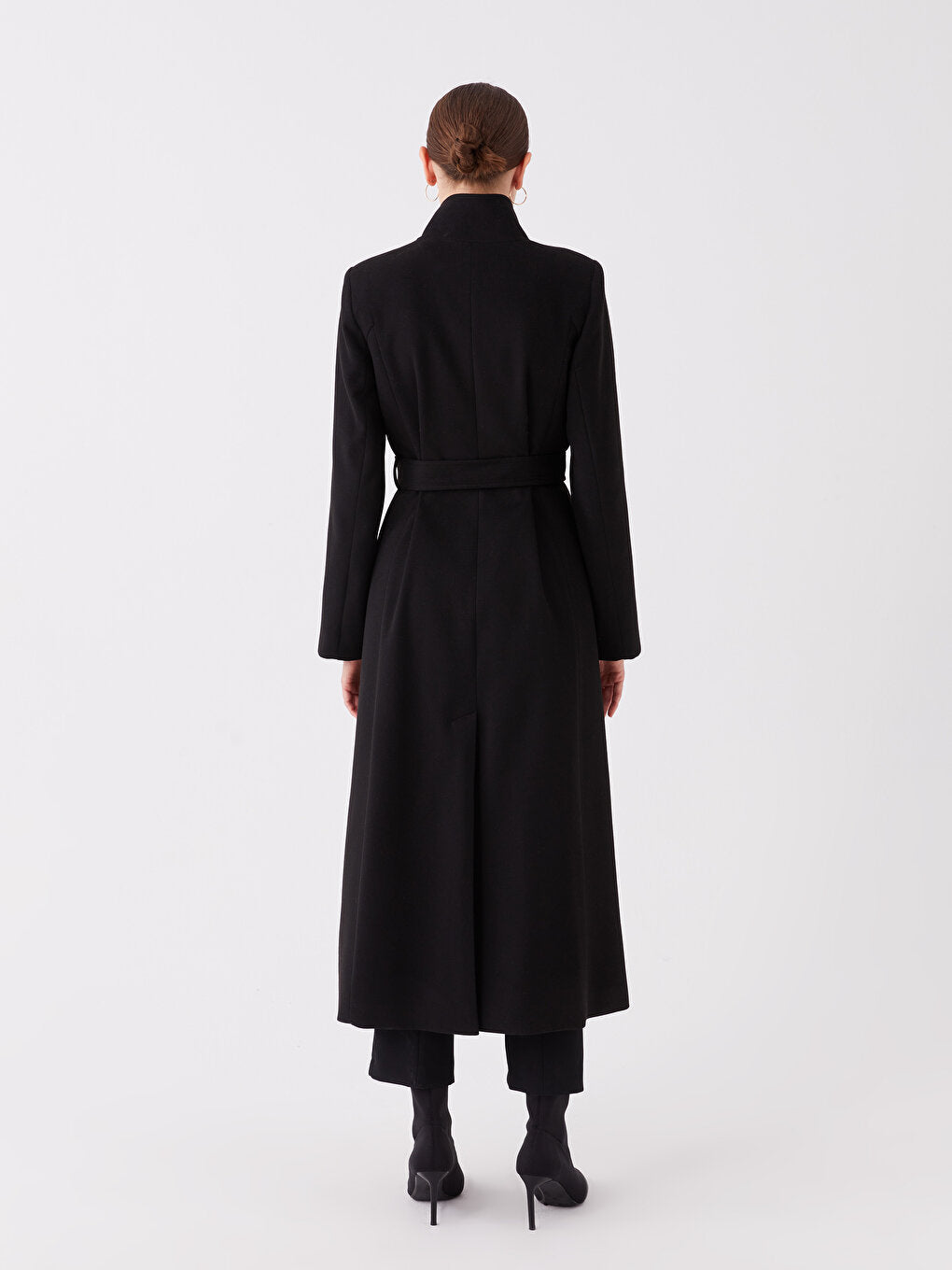 Women's High Collar Plain Cuff Coat