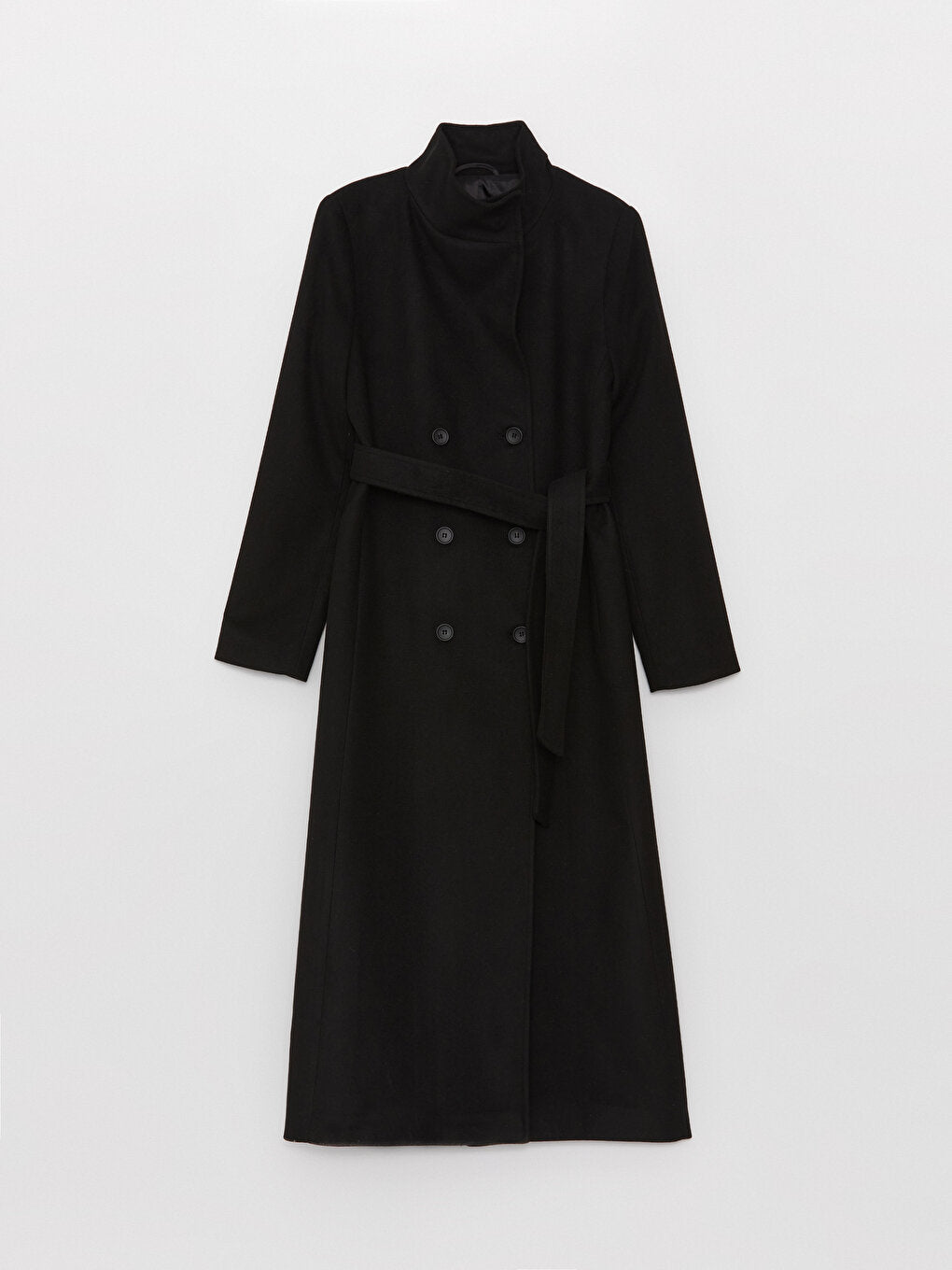 Women's High Collar Plain Cuff Coat