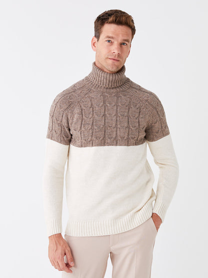 Turtleneck Long Sleeve Men's Knitwear Sweater