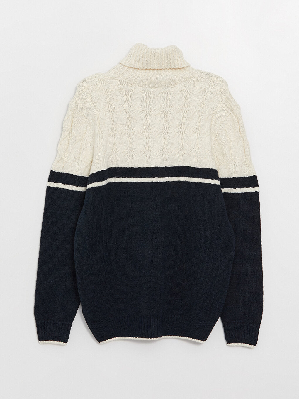 Turtleneck Long Sleeve Color Block Men's Knitwear Sweater