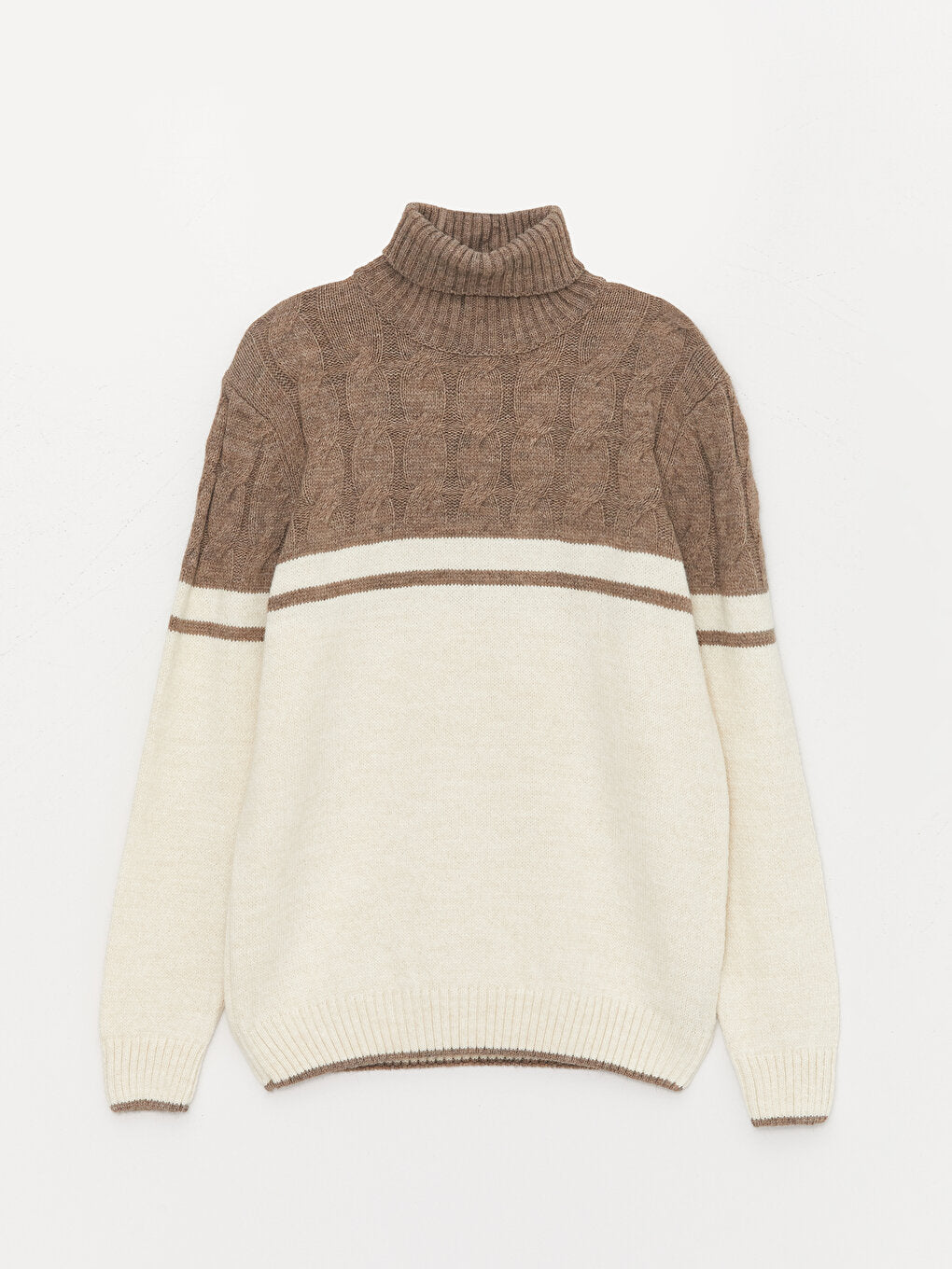 Turtleneck Long Sleeve Color Block Men's Knitwear Sweater