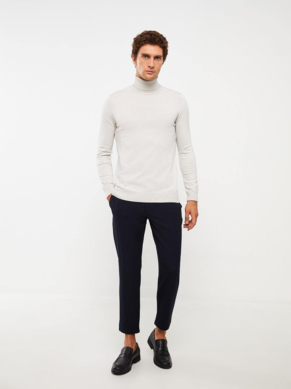 Turtleneck Long Sleeve Men's Knitwear Sweater