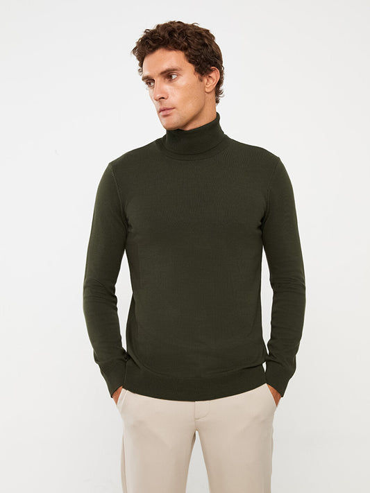 Turtleneck Long Sleeve Men's Knitwear Sweater