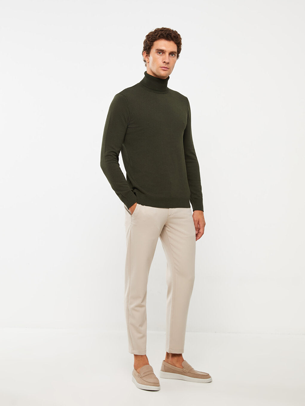 Turtleneck Long Sleeve Men's Knitwear Sweater