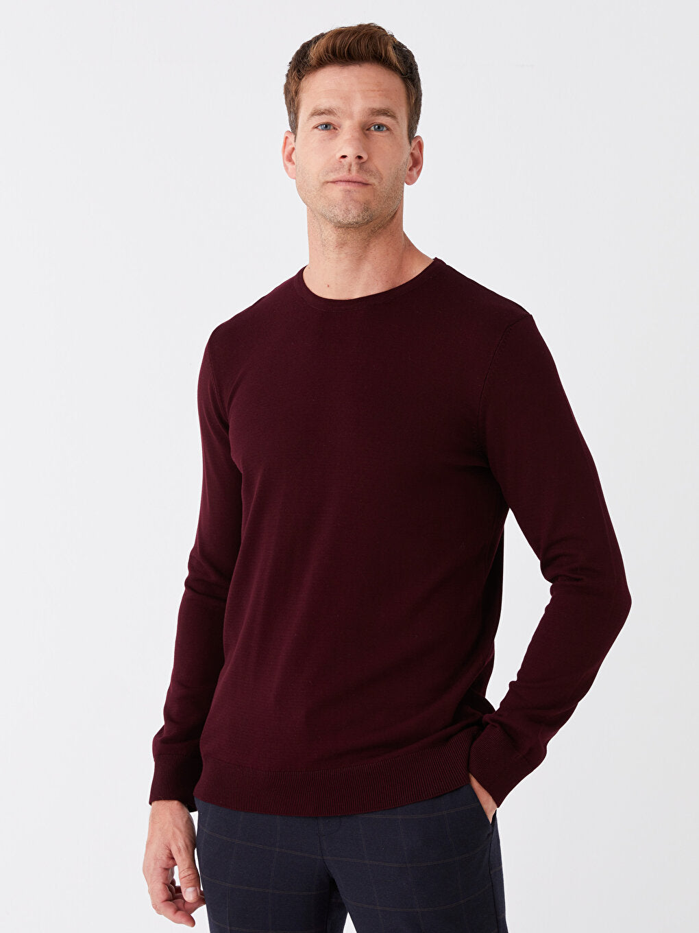 Crew Neck Long Sleeve Men's Knitwear Sweater