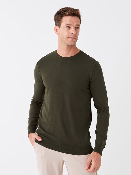 Crew Neck Long Sleeve Men's Knitwear Sweater