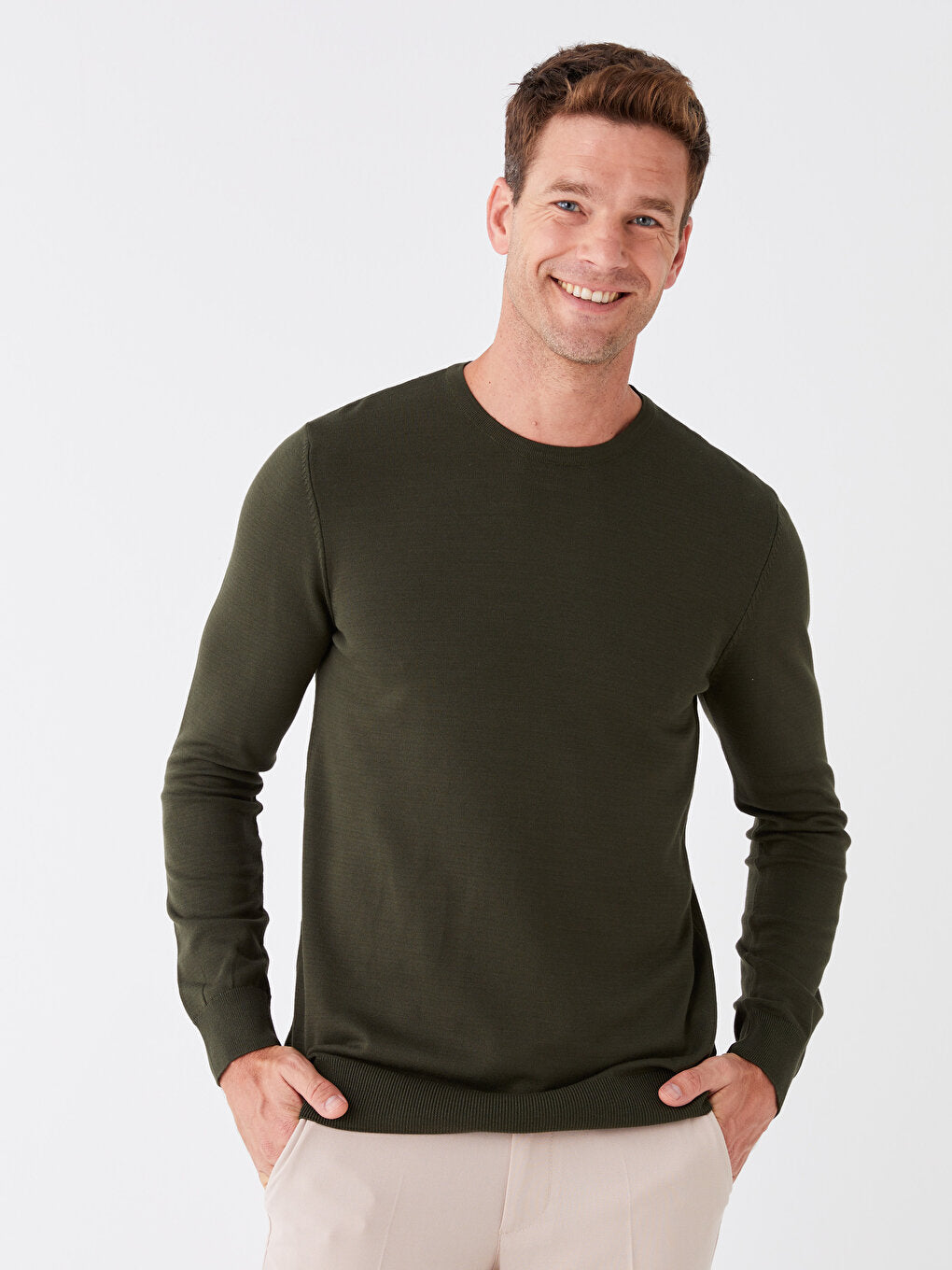 Crew Neck Long Sleeve Men's Knitwear Sweater