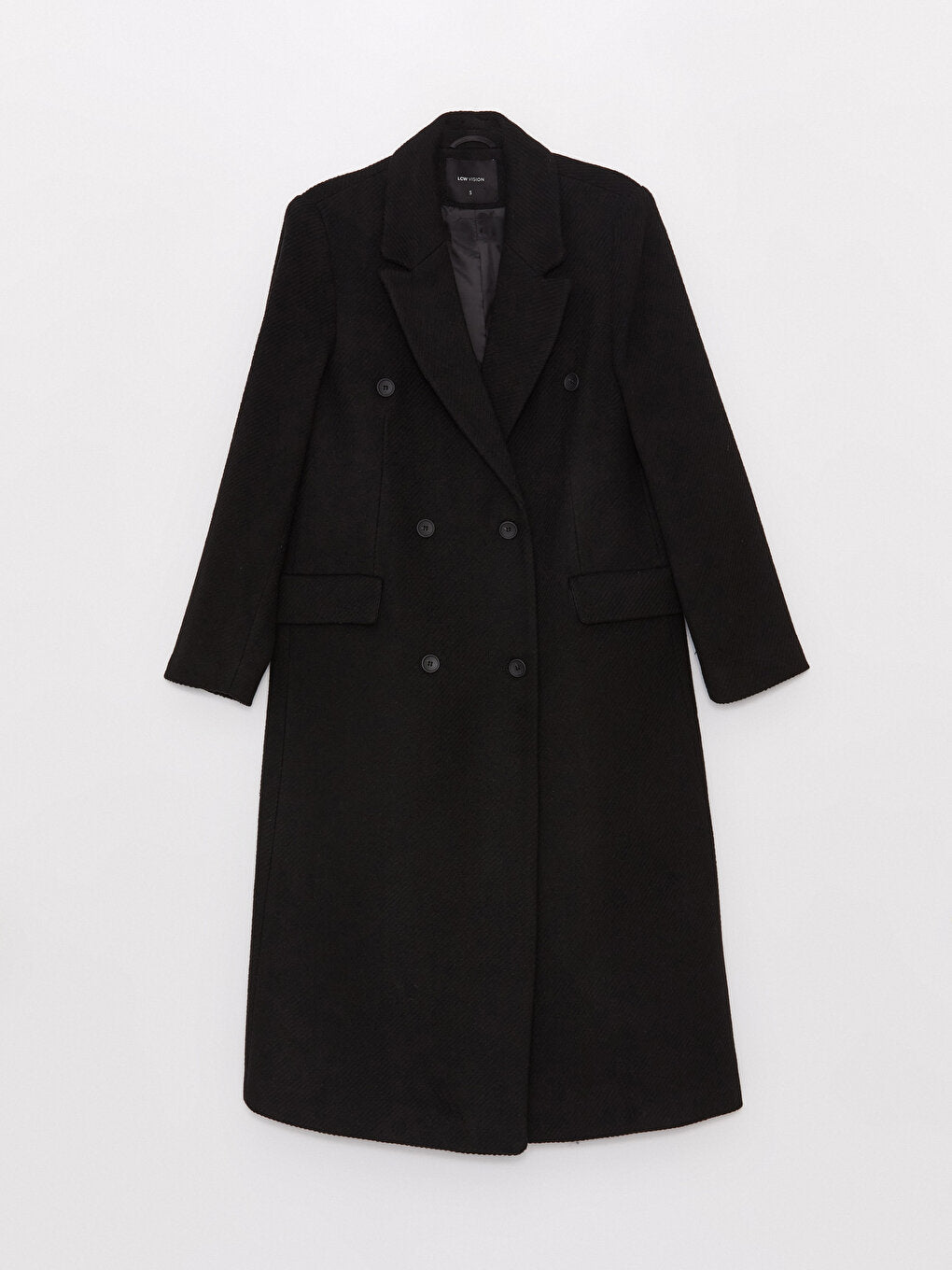 Women's Double Breasted Collar Plain Cuff Coat