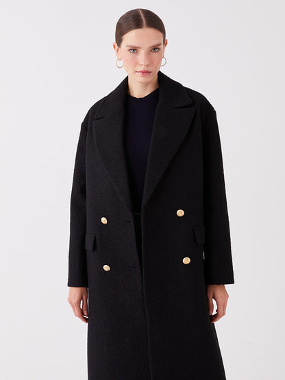 Women's Jacket Collar Plain Cashmere Coat