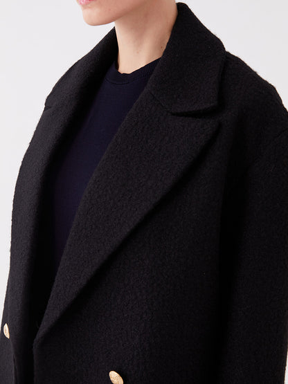 Women's Jacket Collar Plain Cashmere Coat