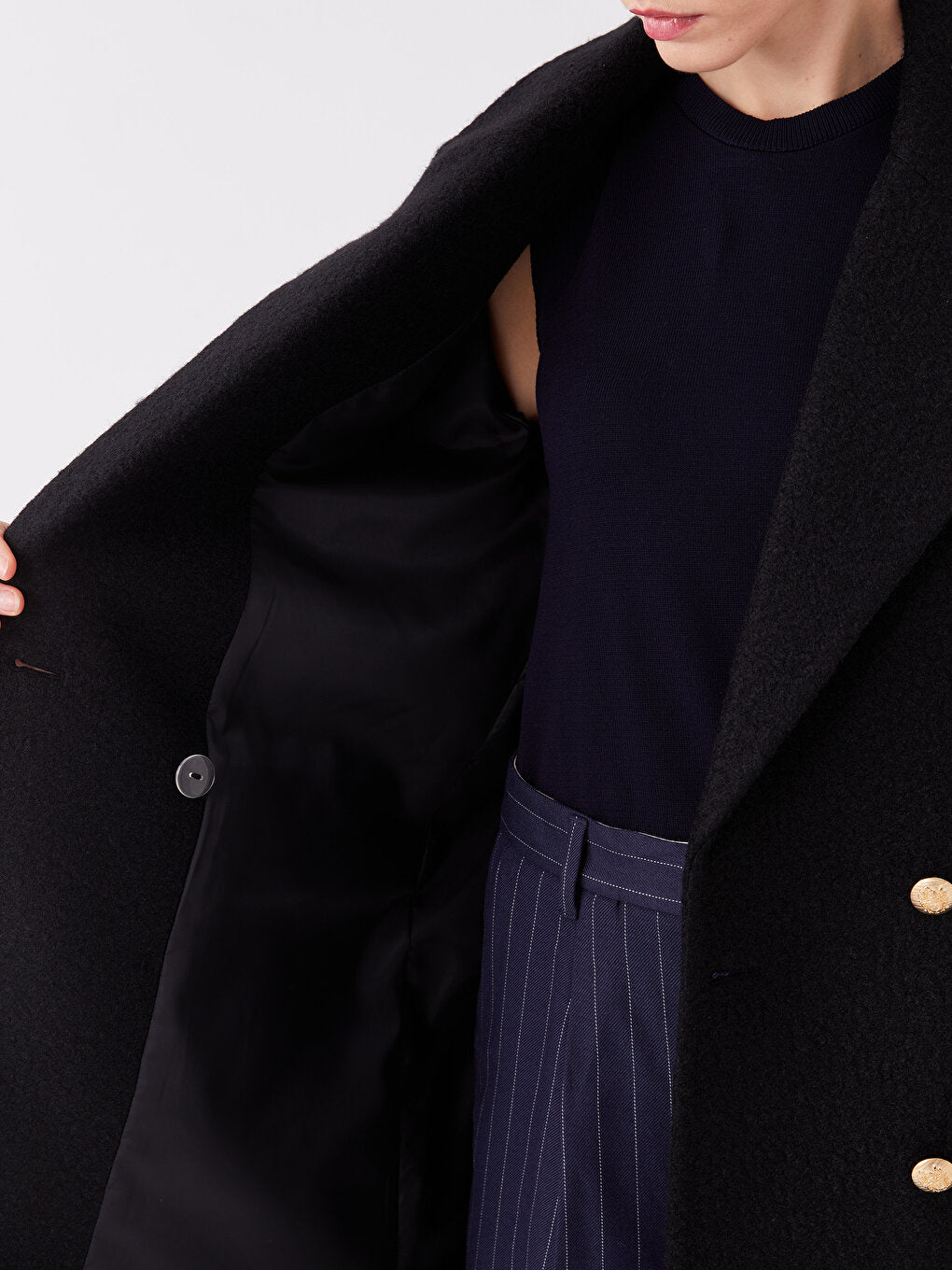 Women's Jacket Collar Plain Cashmere Coat