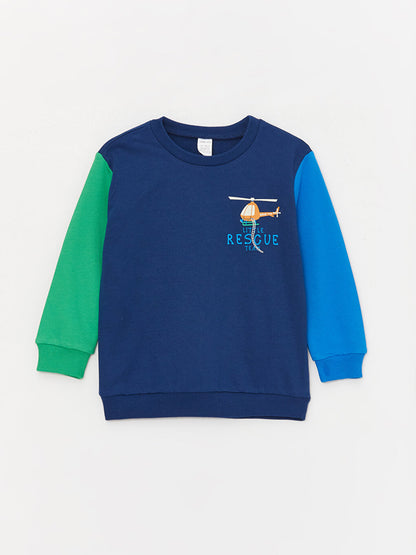 Crew Neck Long Sleeve Printed Baby Boy Sweatshirt Pack of 2