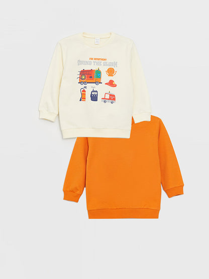 Printed Long Sleeve Baby Boy Sweatshirt 2-pack