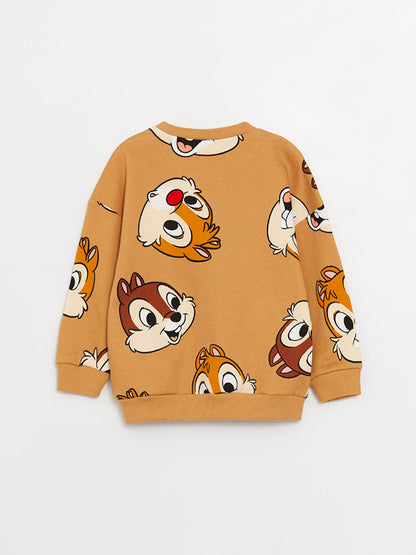 Crew Neck Chip'n Dale Printed Baby Boy Sweatshirt and Sweatpants