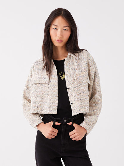 Patterned Long Sleeve Oversize Women's Shirt Jacket