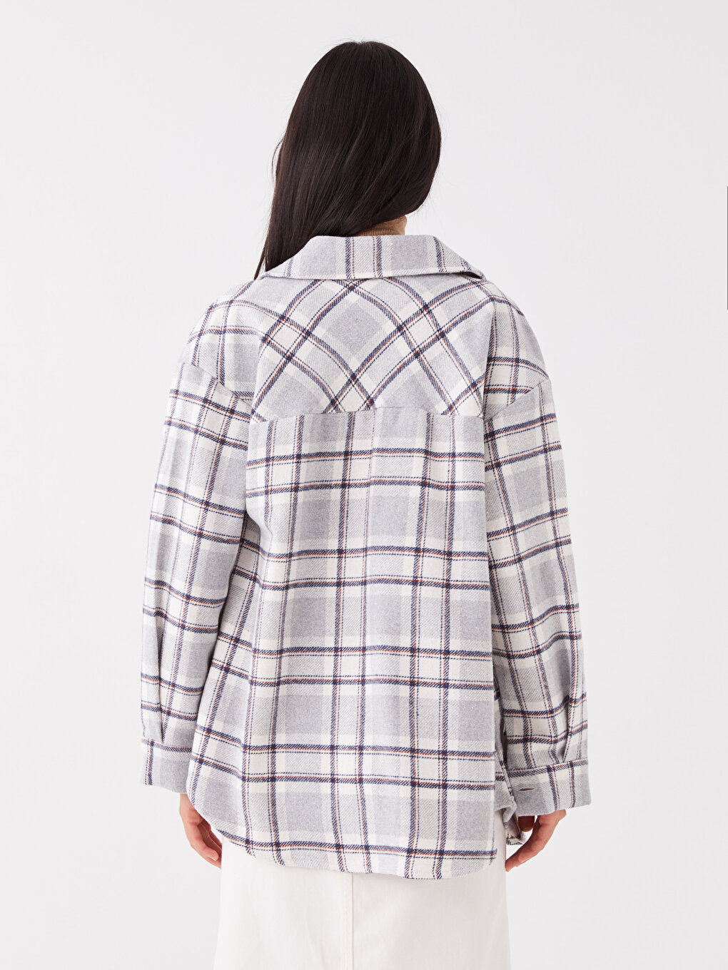 Plaid Long Sleeve Oversize Women's Shirt Jacket