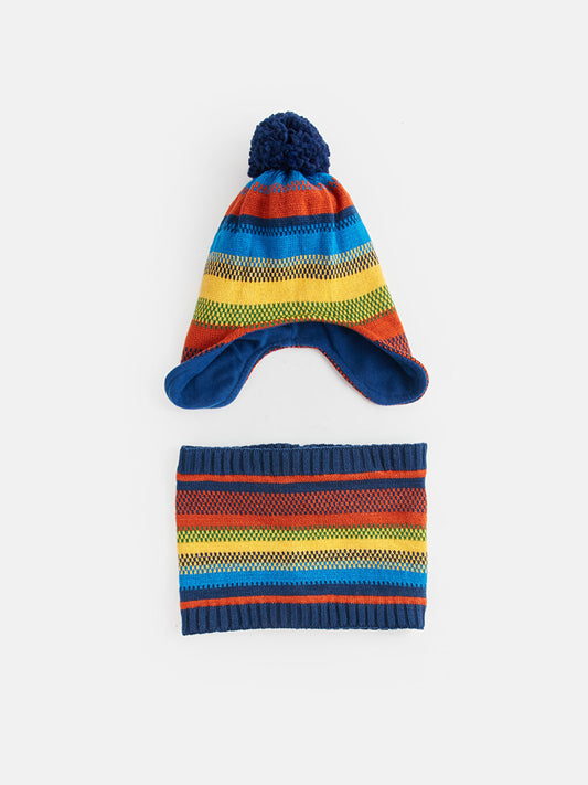 Color Blocked Boy's Scarf and Beanie